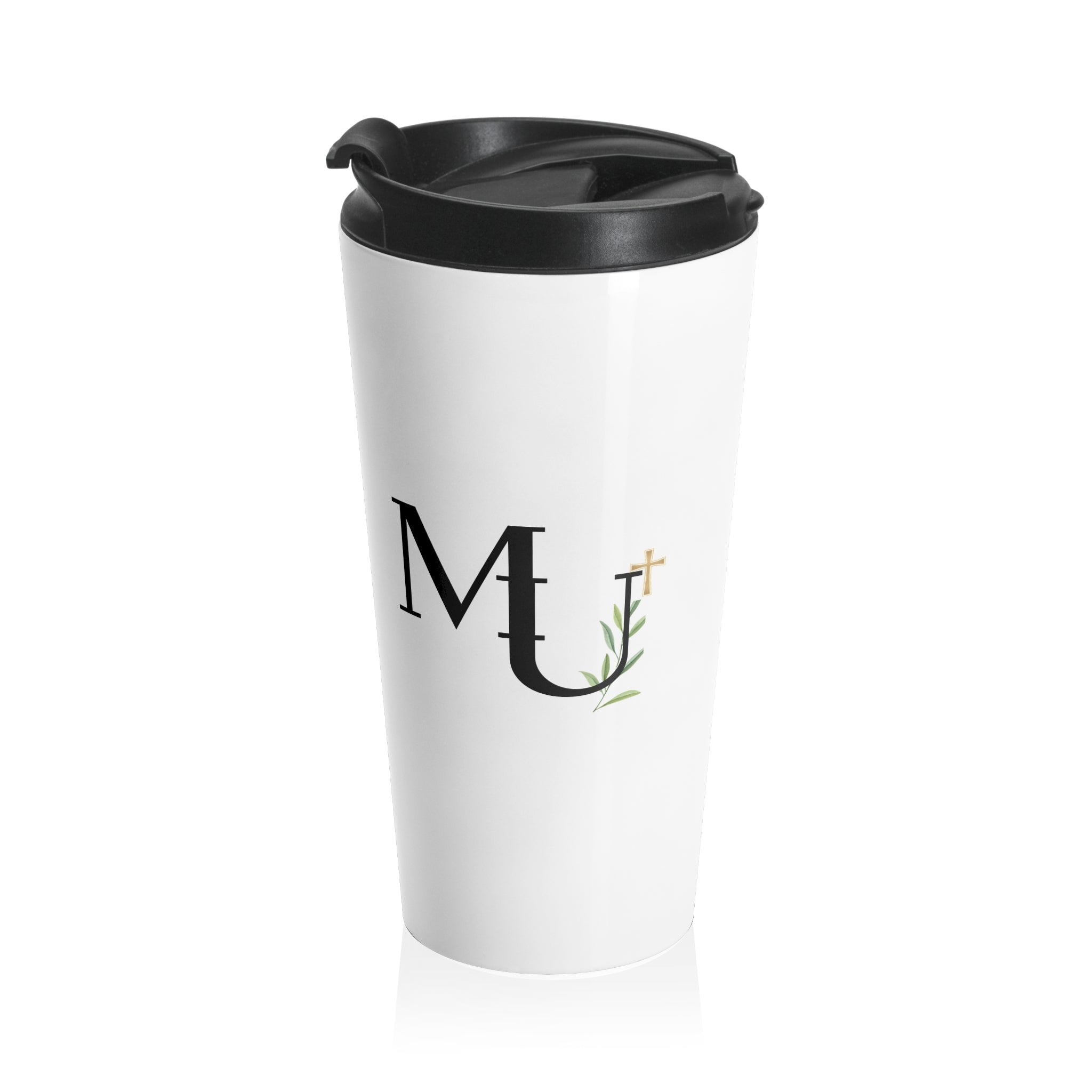 Brand Monogram Stainless Steel Travel Mug — Insulated Coffee Cup