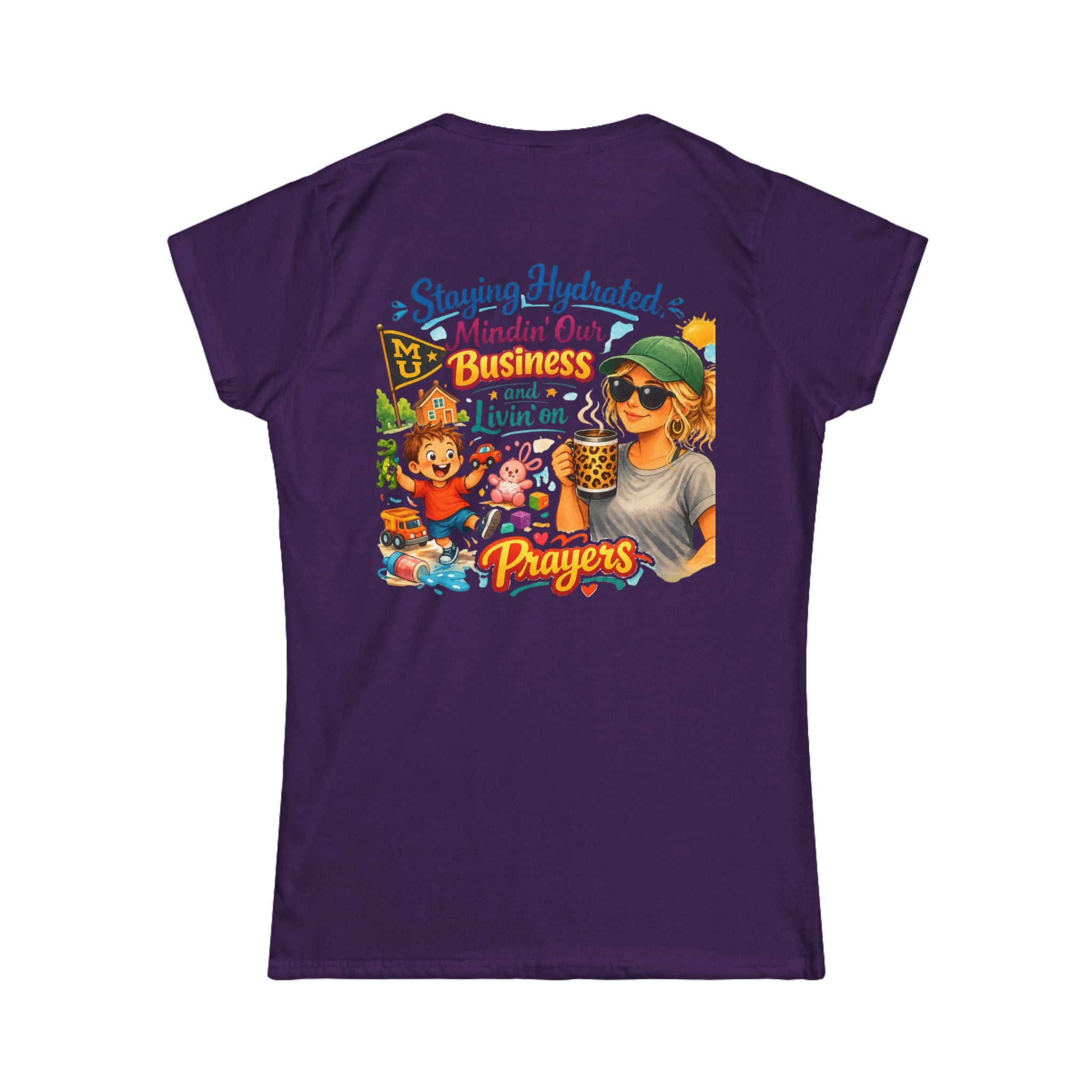 Staying Hydrated, Mindin’ Our Business Women’s Tee – Graphic Prayer & Relaxation Design
