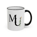 MU Brand Monogram — Floral Cross Accent Rim & Handle Ceramic Mug (11oz/15oz)