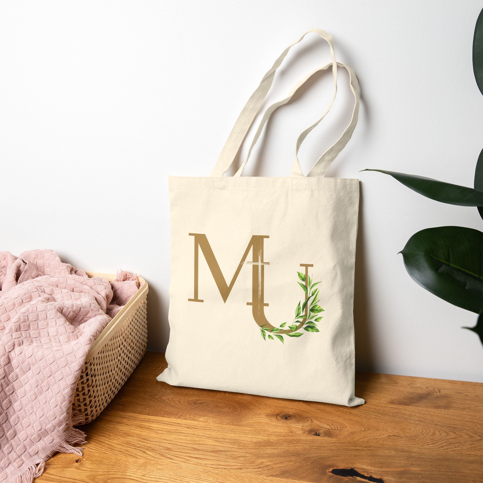 Monogram M U Green Vine Canvas Tote