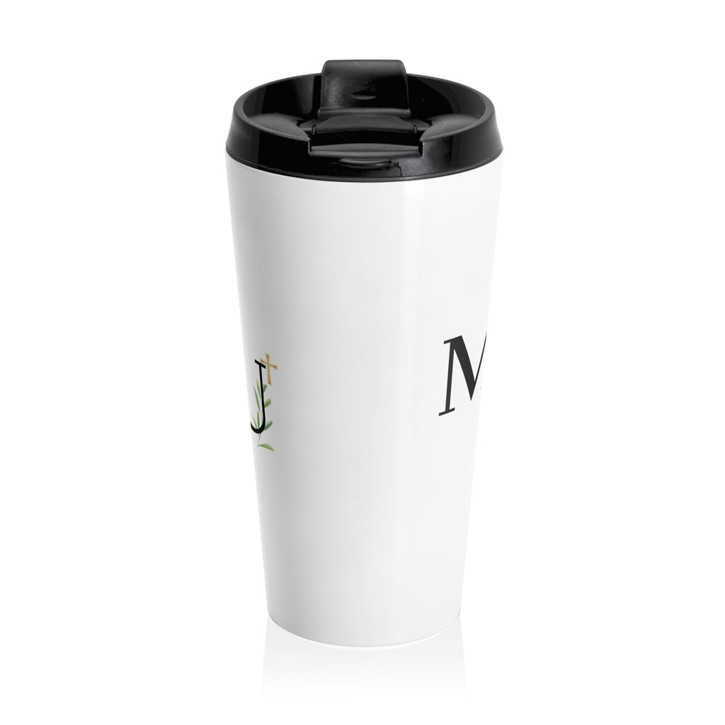 Brand Monogram Stainless Steel Travel Mug — Insulated Coffee Cup