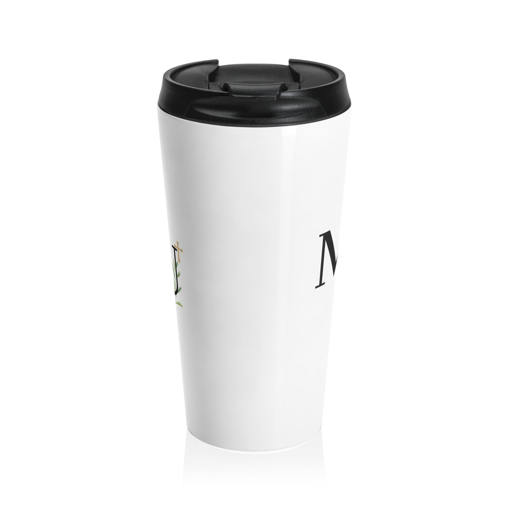 Brand Monogram Stainless Steel Travel Mug — Insulated Coffee Cup