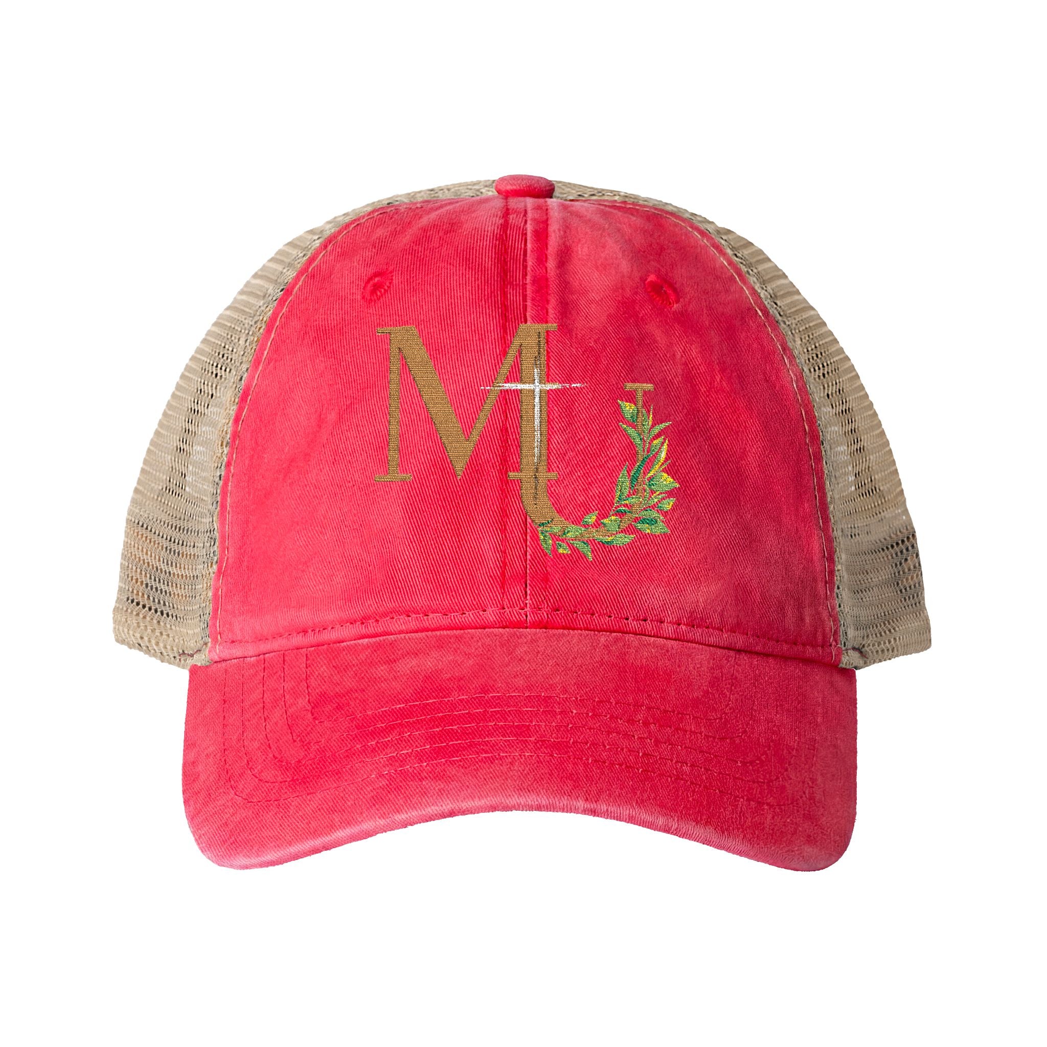 Women's Washed Mesh-Back  MU Brand Monogram Cap