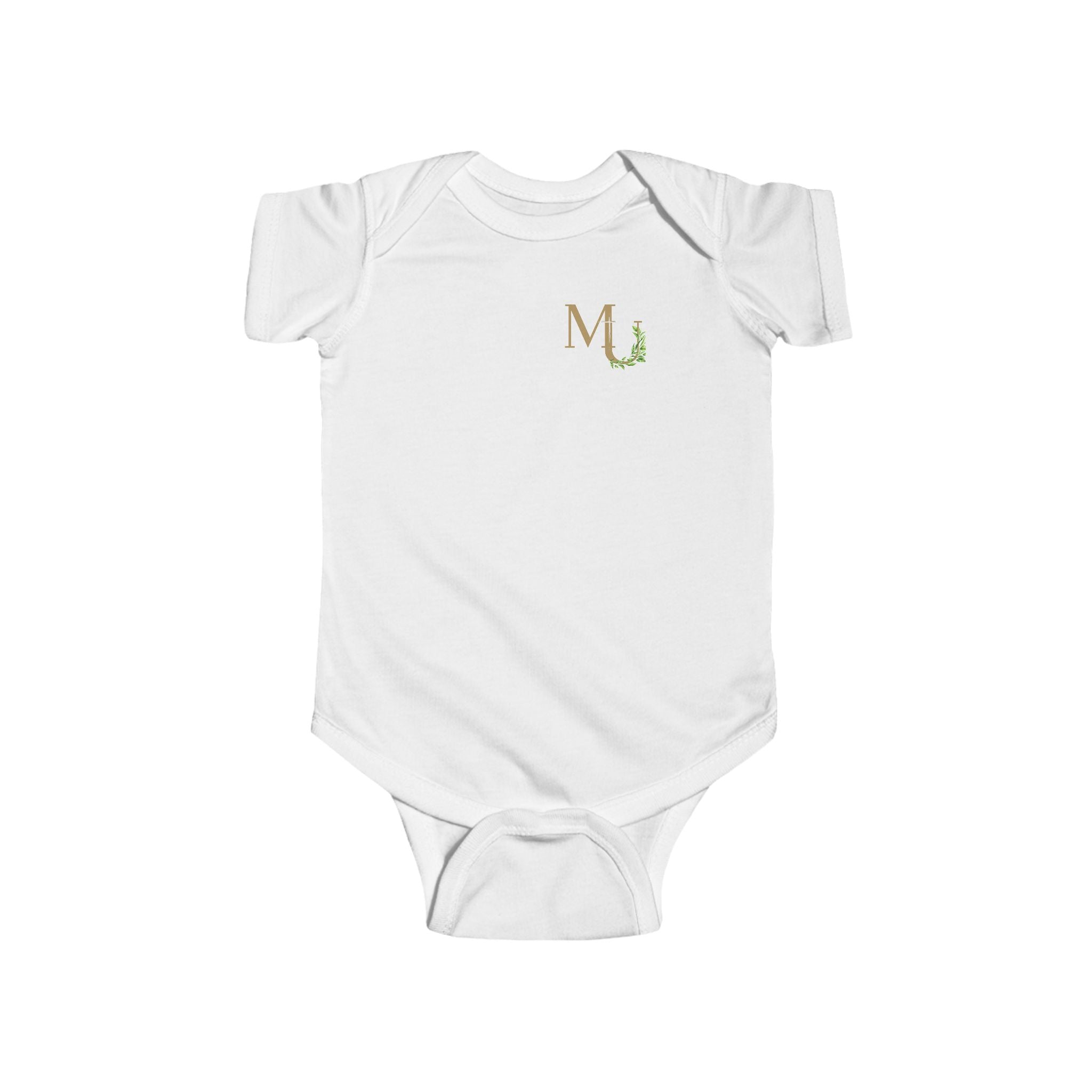 Monogram 'MU' Floral Infant Bodysuit — Baby Shower Gift, Newborn Onesie, Matching Onesie