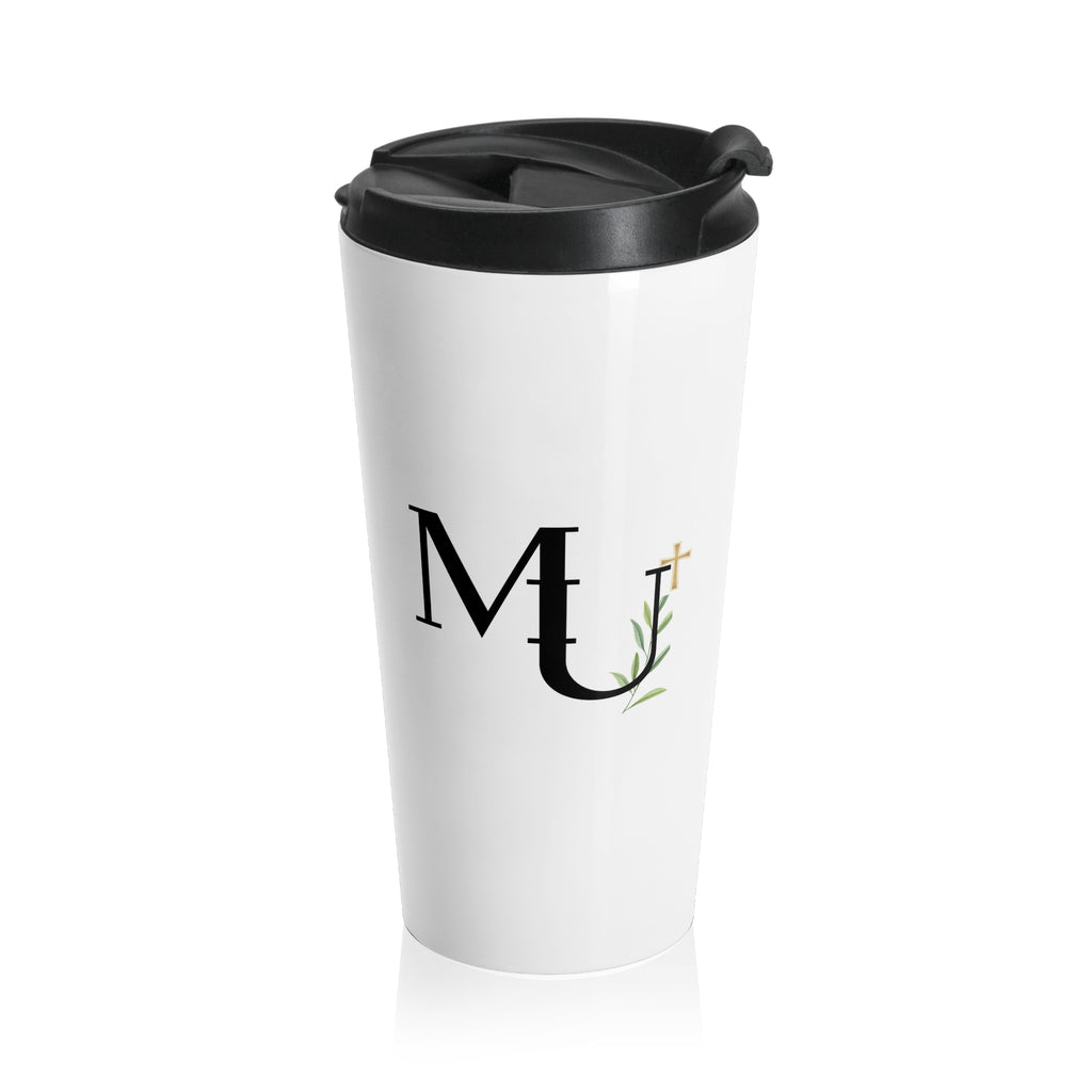 Brand Monogram Stainless Steel Travel Mug — Insulated Coffee Cup