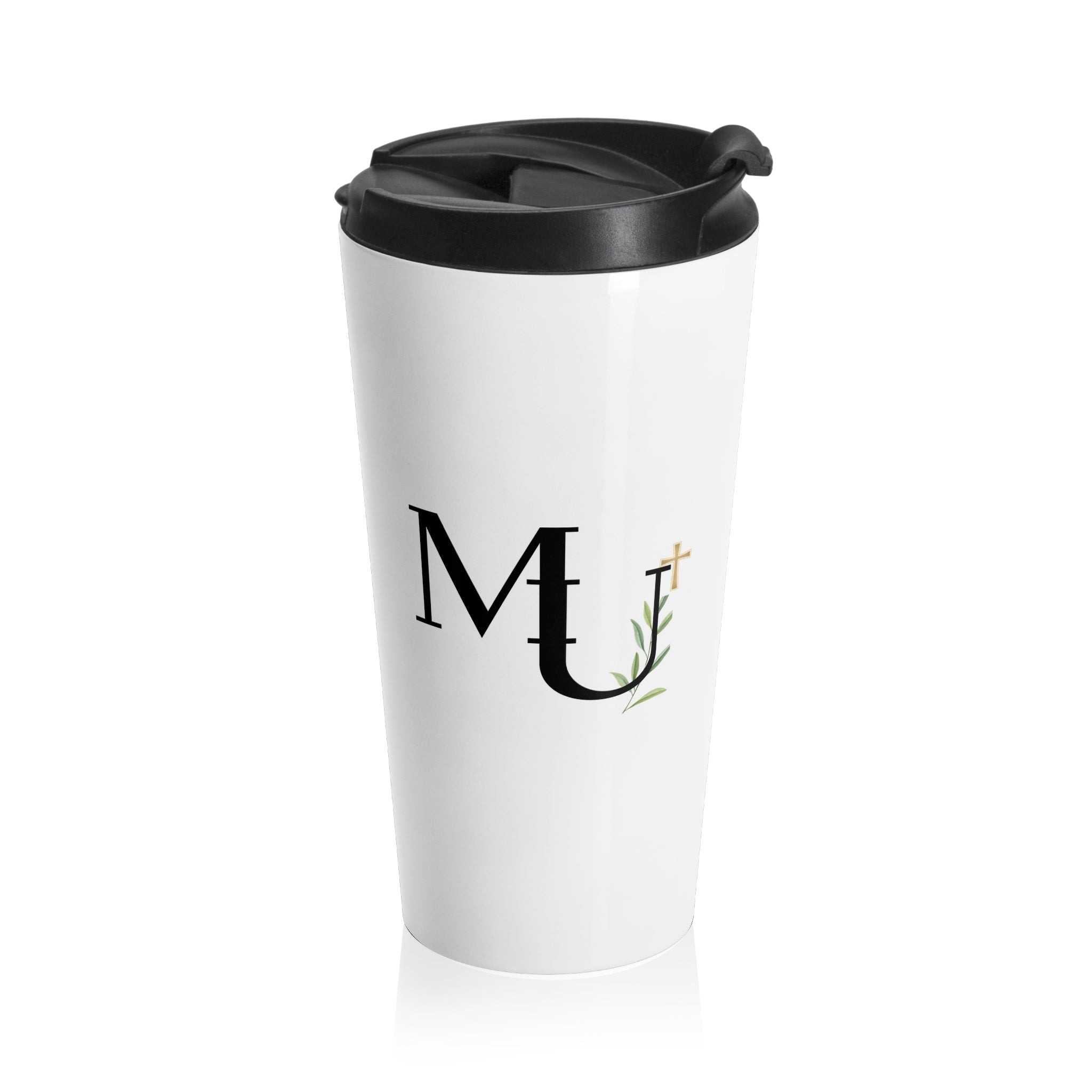 Brand Monogram Stainless Steel Travel Mug — Insulated Coffee Cup