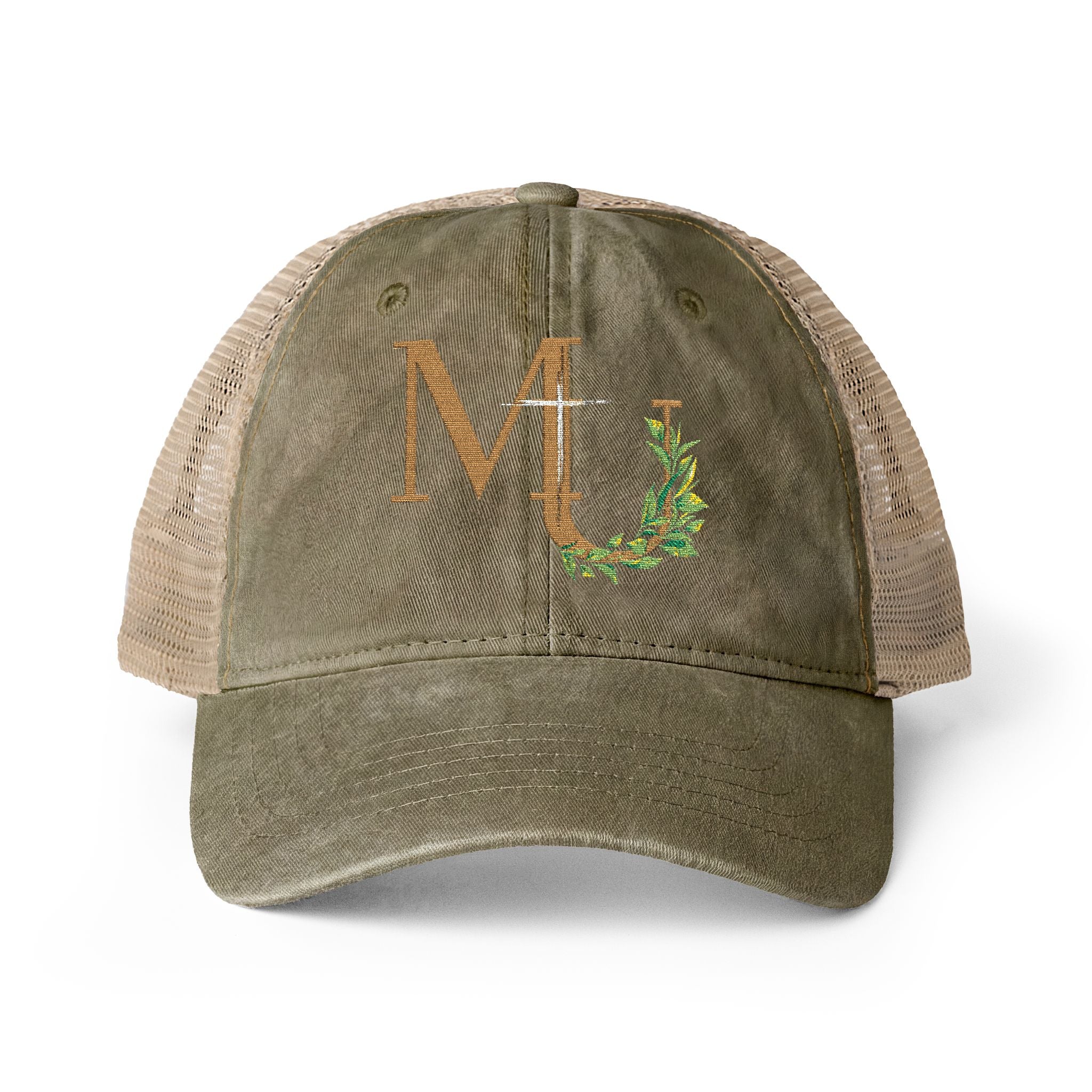 Women's Washed Mesh-Back  MU Brand Monogram Cap